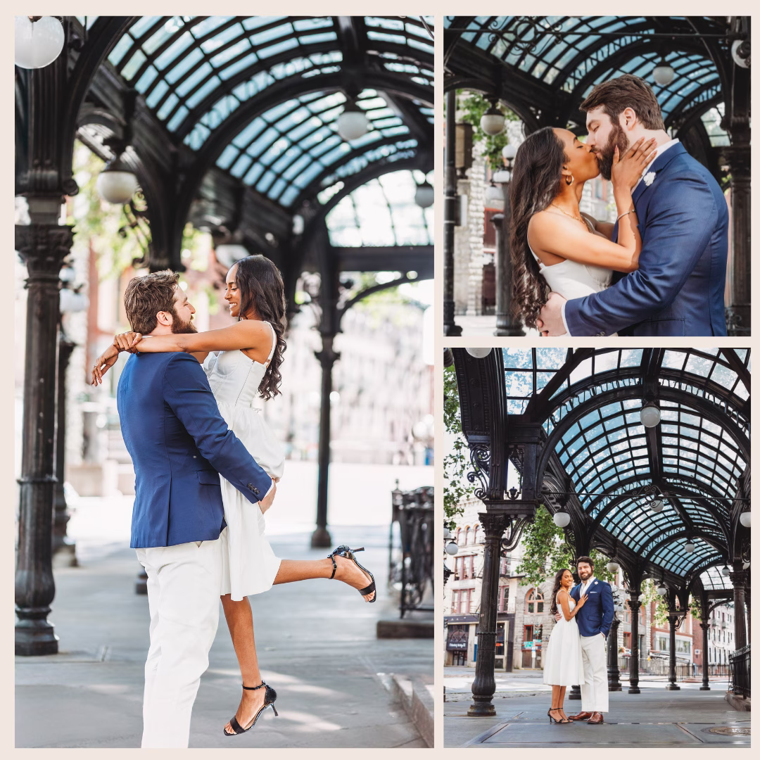 Engagement session at Occidental Square in Seattle, WA