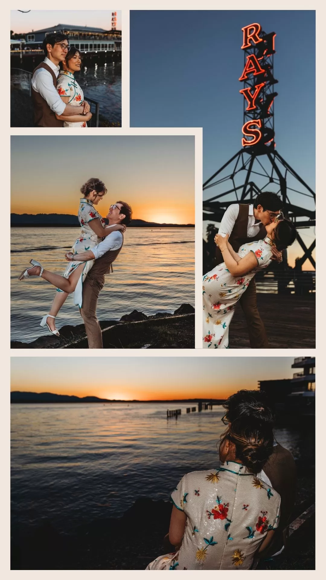 Sunset photos following wedding reception at Ray's Boathouse in Seattle, WA
