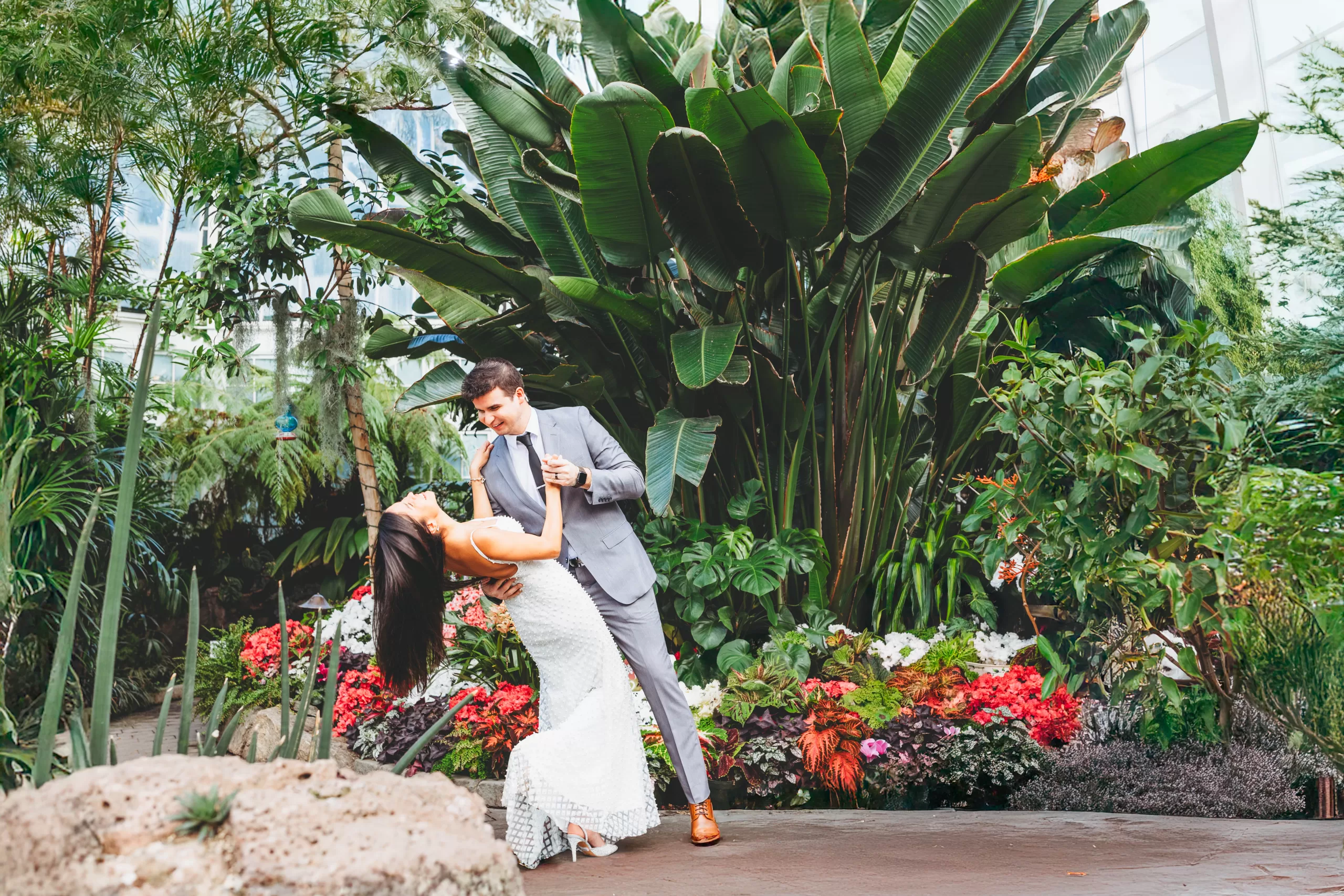 Romantic W.W. Seymour Botanical Conservatory Engagement Session in Tacoma, WA