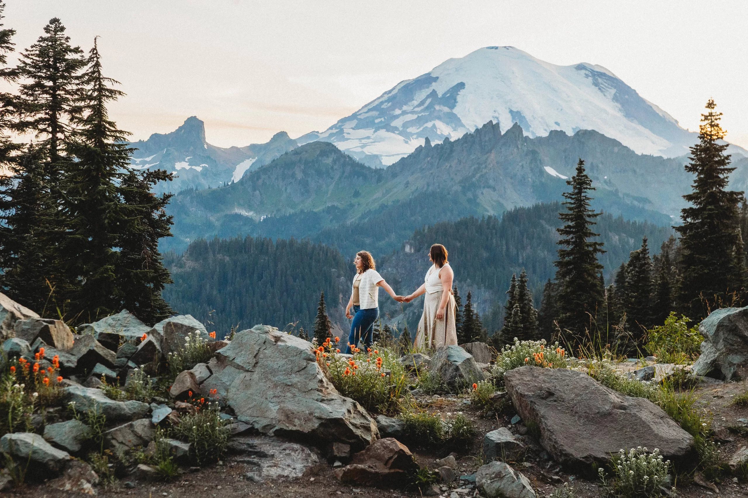 Mount Rainier National Park Wildflower Engagement Session | Hannah & Katie