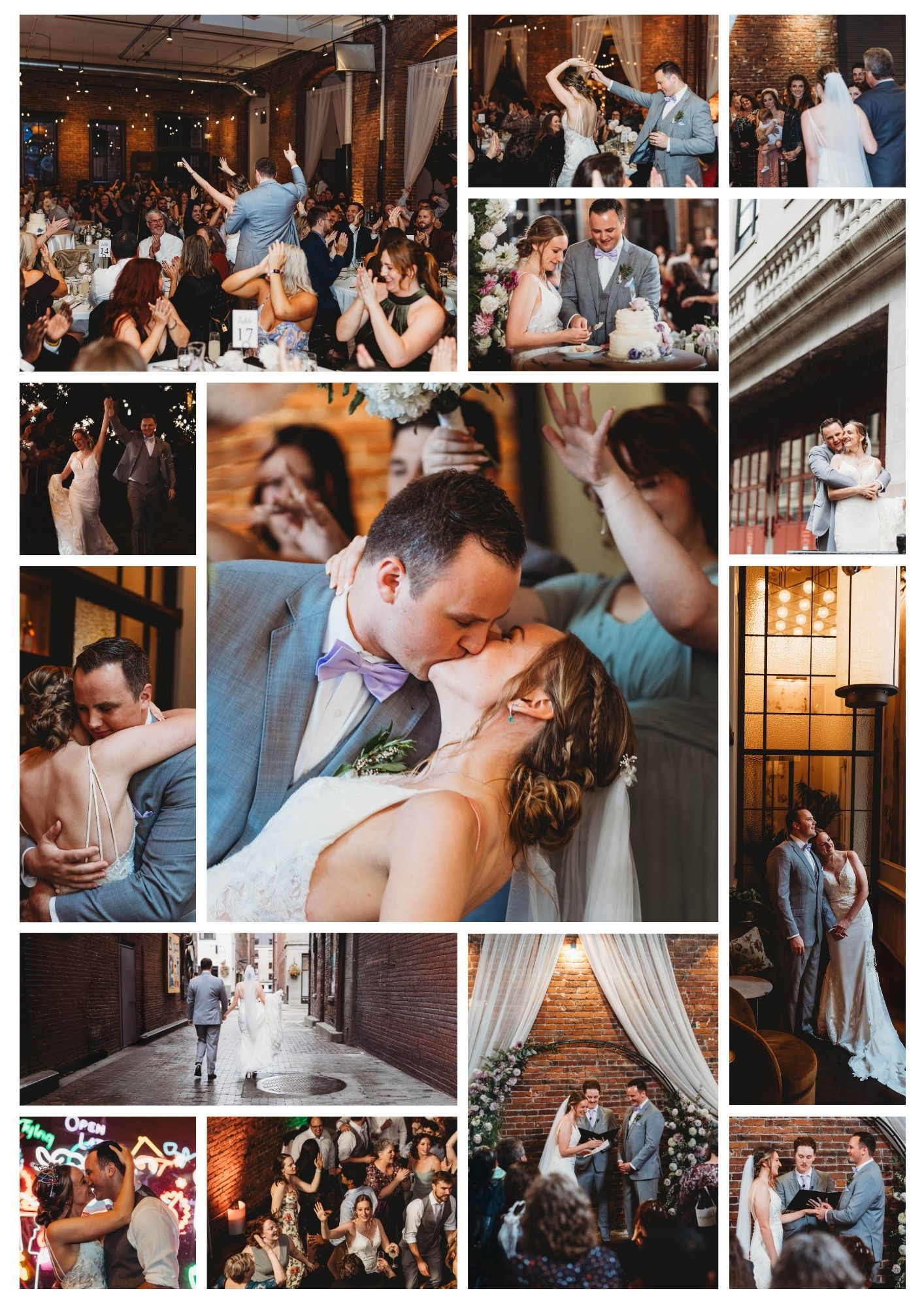 Collage from an Axis Pioneer Square wedding in Seattle including photos at Fairmont Olympic Hotel