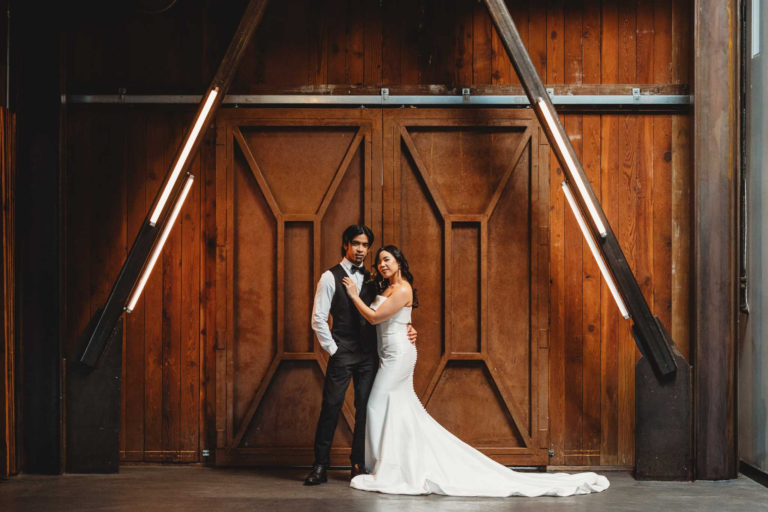 Bride and groom portrait at a WithinSODO wedding in Seattle